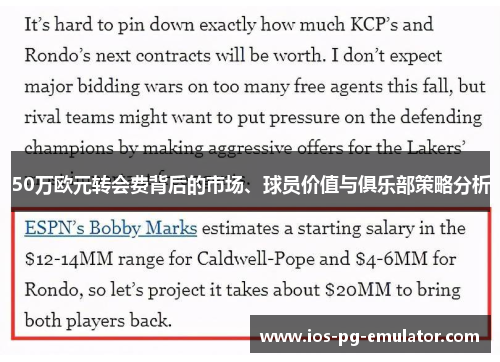 50万欧元转会费背后的市场、球员价值与俱乐部策略分析