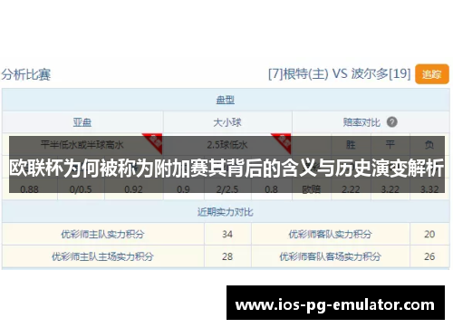 欧联杯为何被称为附加赛其背后的含义与历史演变解析
