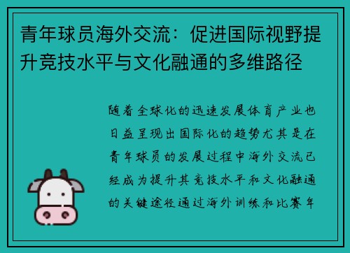 青年球员海外交流：促进国际视野提升竞技水平与文化融通的多维路径
